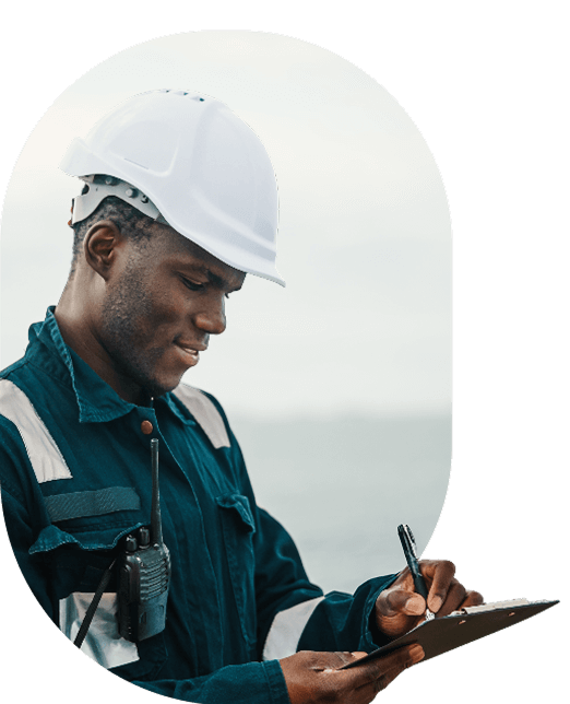 Workman using clipboard